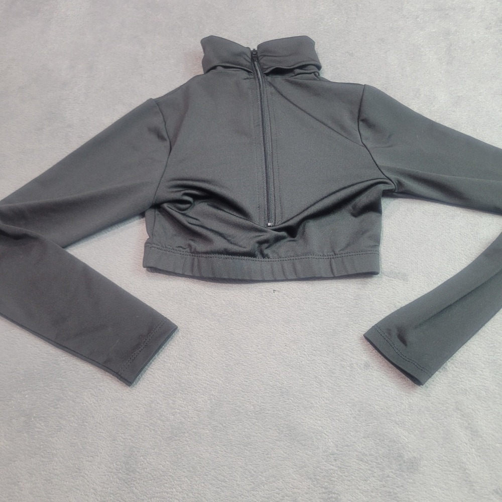 Cheerleading.com CC Dancewear Kids Black Mock Neck Crop Top Back Zip BPHT‎ YS